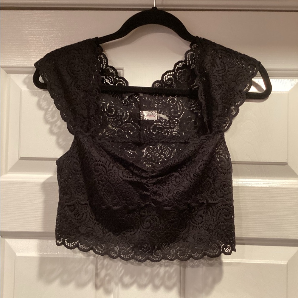 Free People Black Lace Crop Top